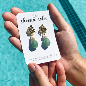 The Fiona Aventurine Pearl Drops by Sheena Solis