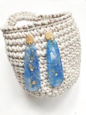 Azul with Golden Flakes Drop Earrings By Sheena Solis